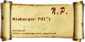 Nimberger Pál névjegykártya